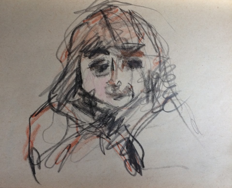 04, Mädchen, Mischtechnik auf Papier, 14,5 x 10 cm, 2019